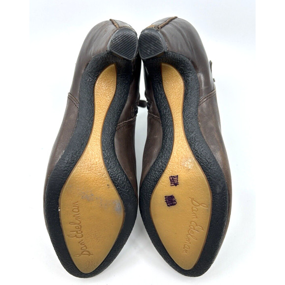 Sam Edelman Women's Maddox Leather Boots Size 7.5 Low Heel Brown - Picture 6 of 7